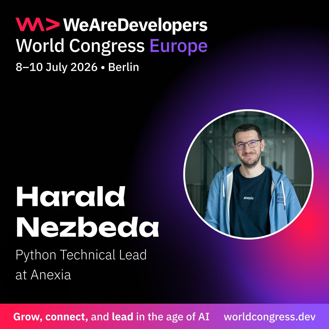 Speaker card for Harald Nezbeda at WeAreDevelopers World Congress Europe 2026
